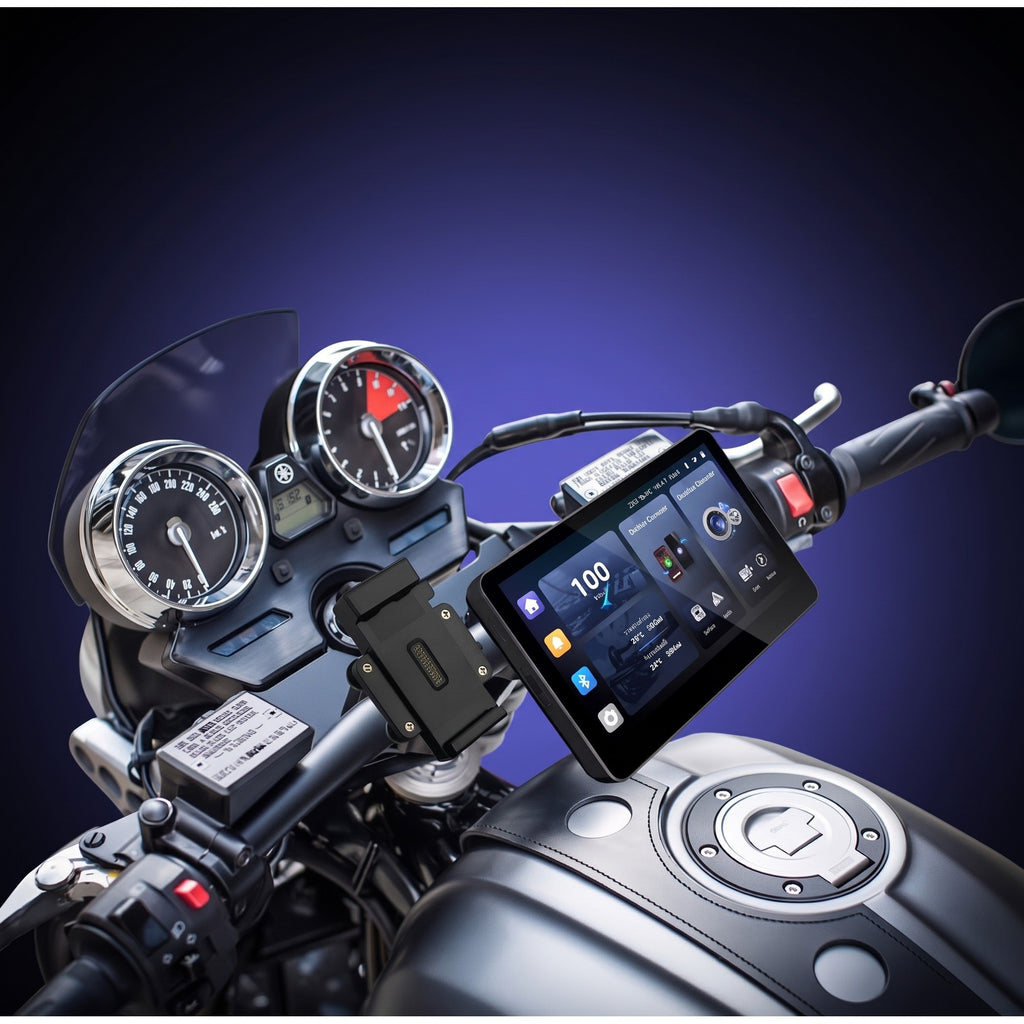 Écran CarPlay Moto 6,2" – Quick Release & support métal