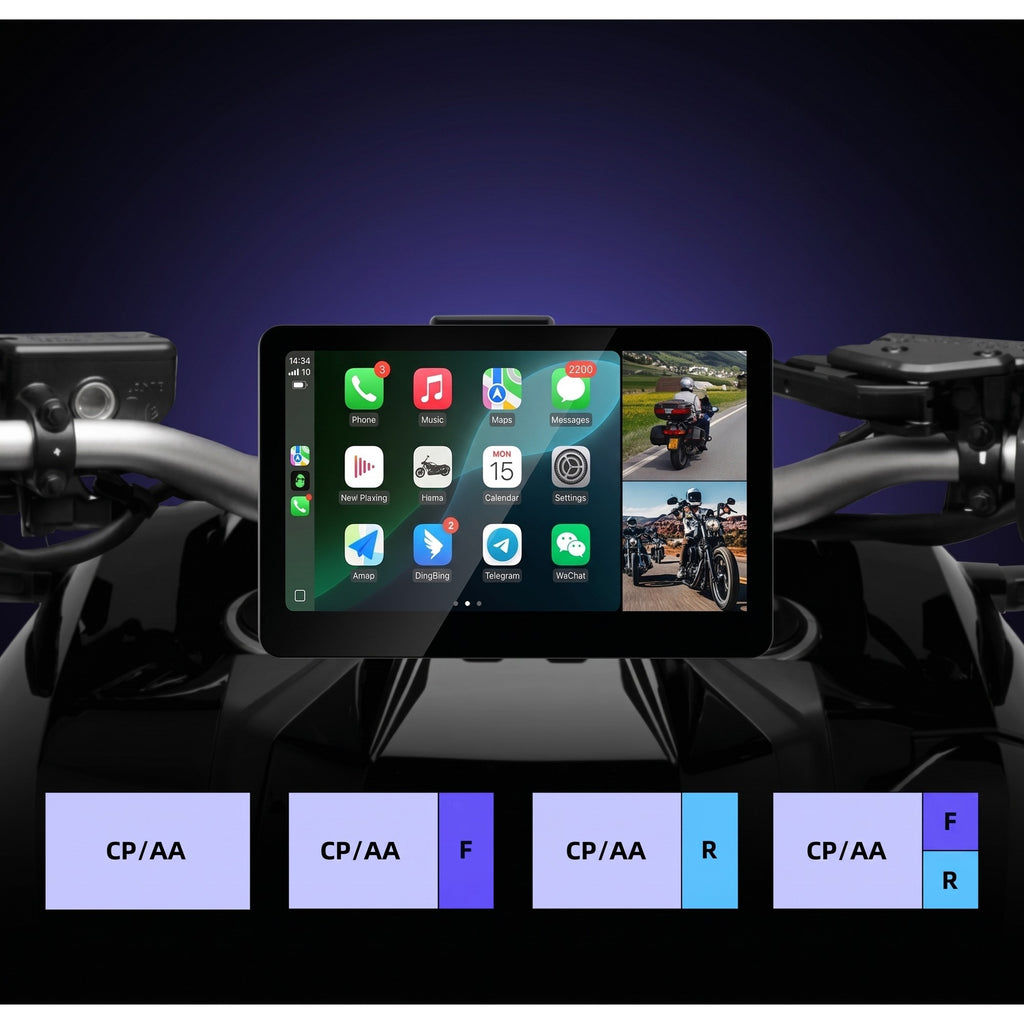 Écran CarPlay Moto 6,2" – Quick Release & support métal