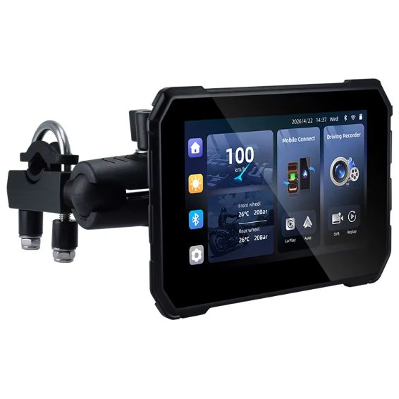 Écran CarPlay Moto 5" – Double caméra DVR, GPS & télécommande
