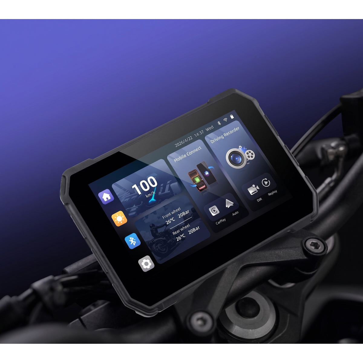Écran CarPlay Moto 5" – Double caméra DVR, GPS & télécommande