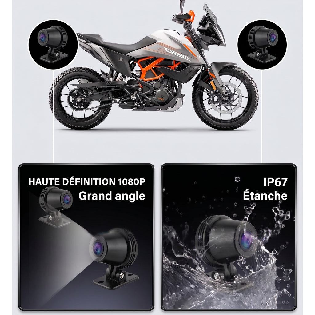 Écran CarPlay Moto 5" – Double caméra DVR, GPS & télécommande