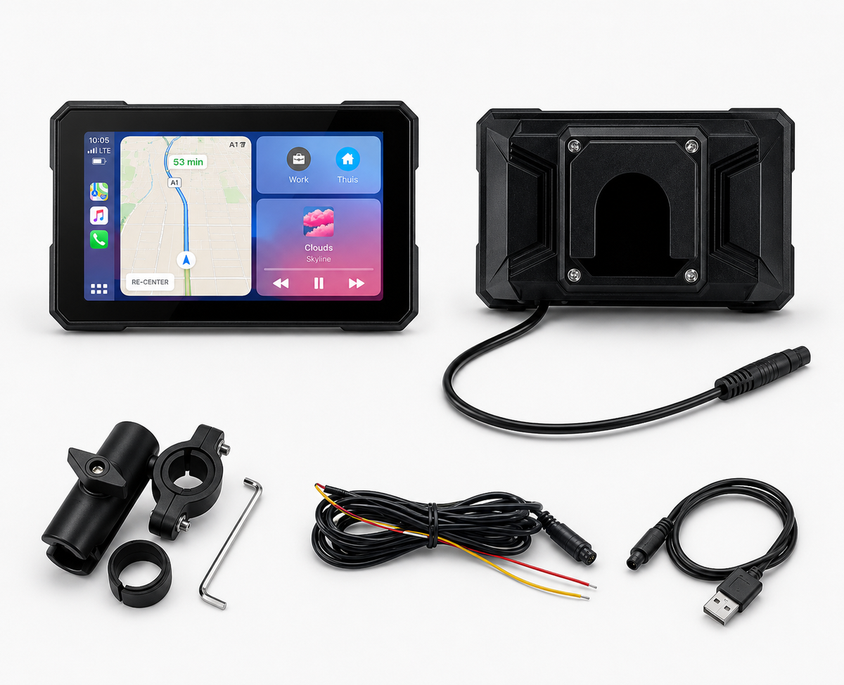 Écran CarPlay & Android Auto moto universel 5" – résistant à l'eau et amovible